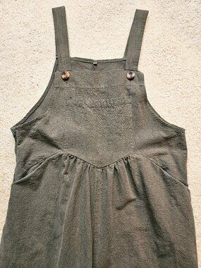 Olive Green Linen Romper